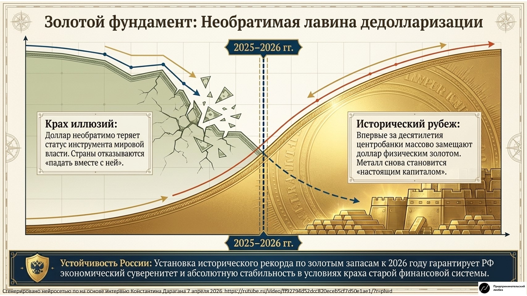 Conflict and Cosmology: Russia's Path Through Global Chaos 24 источника · 27 апр. 2026 г. Представленные материалы содержат комплексный геополитический и астрологический прогноз Константина Дарагана на период с 2020 по 2040 год. Автор описывает системный кризис капитализма и неизбежный переход к посткапиталистической эпохе, сопровождающийся разрушением международного права и распадом Евросоюза. США, согласно источникам, откажутся от глобального доминирования в пользу регионального изоляционизма, что приведет к формированию пяти-шести крупных экономических зон и «Новой Ялте» к 2030-м годам. Особое внимание уделяется рискам ядерной эскалации, внедрению искусственного интеллекта как инструмента контроля масс и необходимости глубоких внутренних реформ в России. Эксперт прогнозирует усиление роли плановой экономики и социальной справедливости на фоне глобальной нестабильности и борьбы за ресурсы. Итогом трансформации станет новый миропорядок, основанный на надгосударственных объединениях и жесткой вертикали управления.